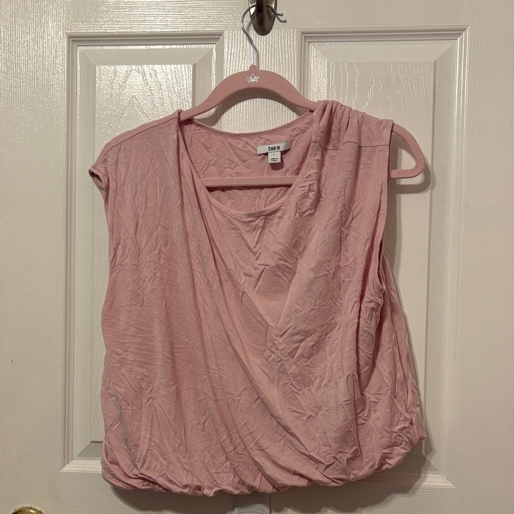 Bar III Asymmetrical Short Sleeve Top in Blue